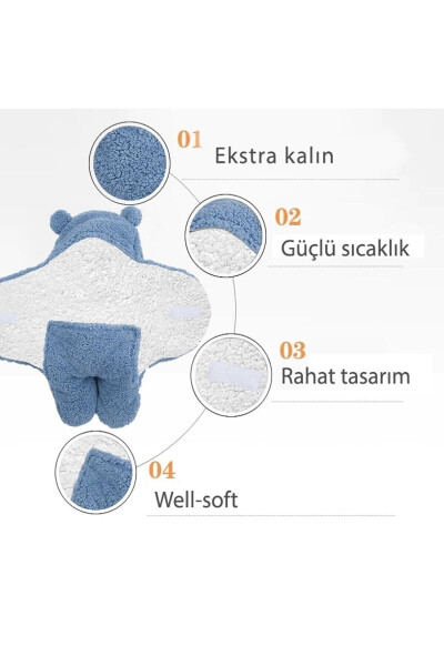 0-12 Ay Bebek Dış Kundak Welsoft Battaniye Ayaklı Model Mavi - 4