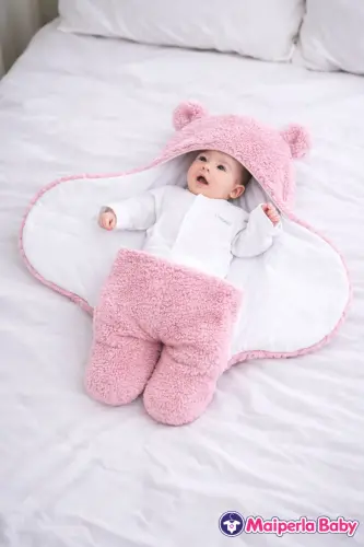 0 - 12 Ay Içi Elyaflı Kulaklı Welsoft Dış Kundak Bebek Battaniye - Pembe - 2