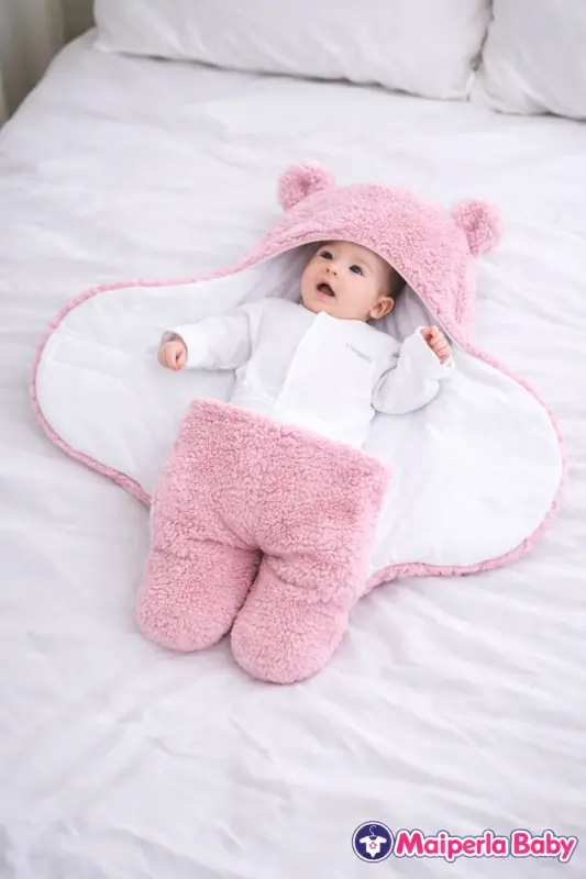 0 - 12 Ay Içi Elyaflı Kulaklı Welsoft Dış Kundak Bebek Battaniye - Pembe - 2