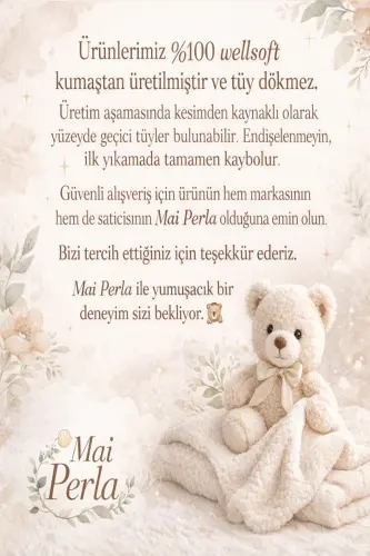 0 - 12 Ay Kulaklı Welsoft Dış Kundak Bebek Battaniye-Beyaz - MAI PERLA (1)