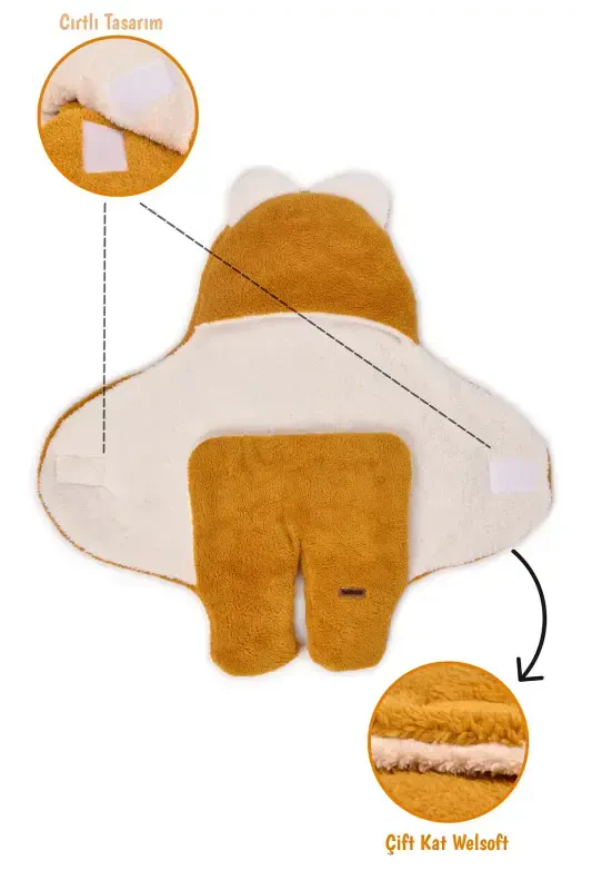 0-12 Month Double Layer Fiber Baby Swaddle- Plush Baby Blanket- Footed Welsoft Baby Sleeping Bag- Yellow - 2