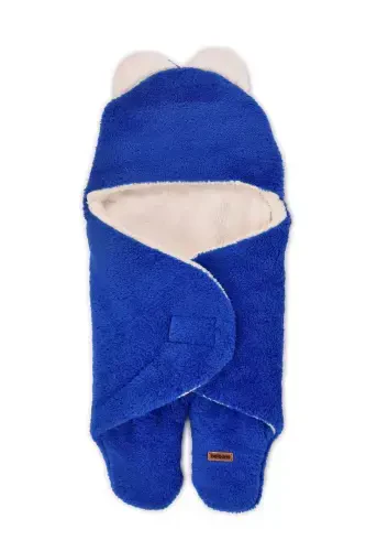 0-12 Months Double Layer Fiber Baby Outer Swaddle- Plush Baby Blanket- Footed Welsoft Baby Sleeping Bag-Blue - 3