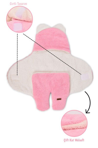 0-12 Months Double Layer Fiber Baby Wrap- Plush Baby Blanket- Footed Welsoft Baby Sleepsuit - 7