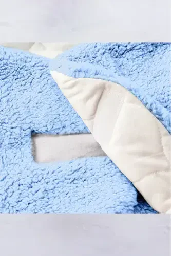 0 - 12 Months Eared Welsoft Outer Swaddle Baby Blanket-Blue - 3