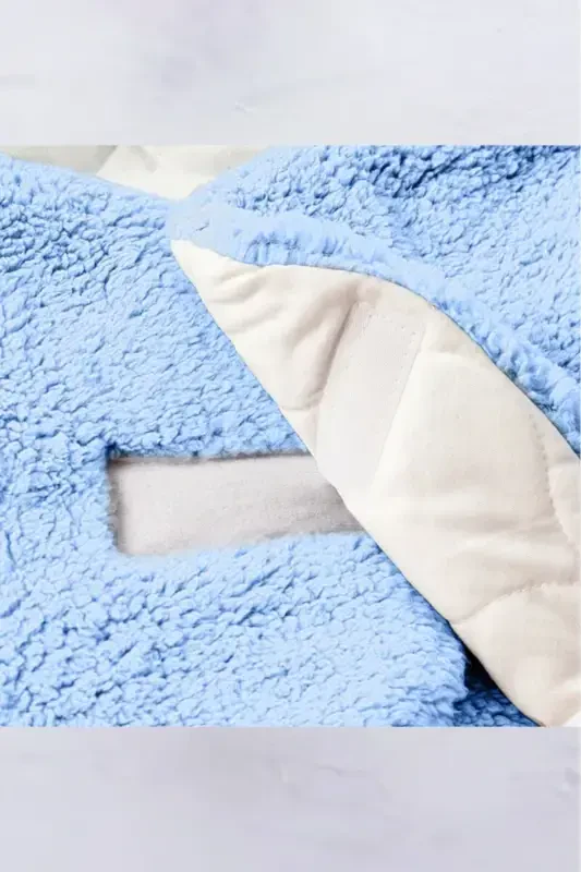 0 - 12 Months Eared Welsoft Outer Swaddle Baby Blanket-Blue - 3