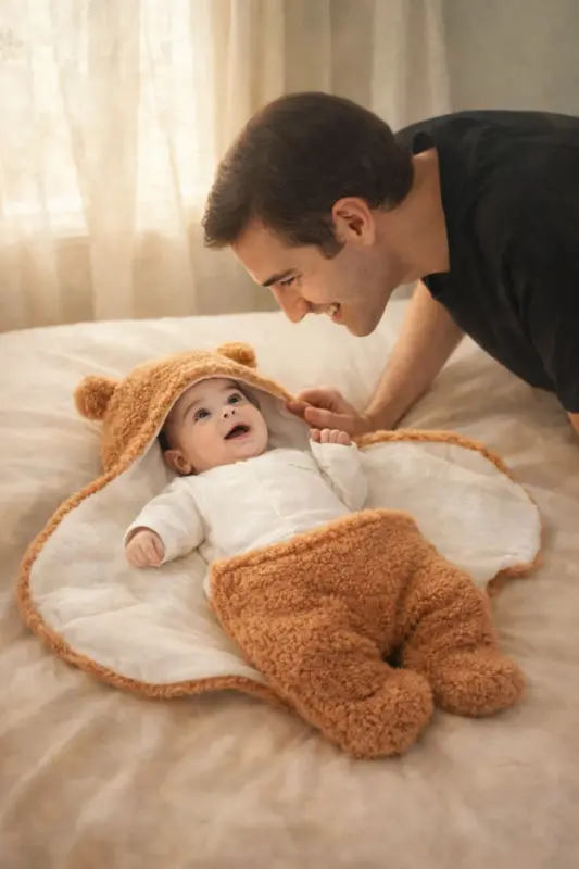 0 - 12 Months Earflap Welsoft Outer Swaddle Baby Blanket - 2