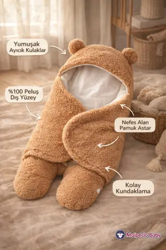 0 - 12 Months Earflap Welsoft Outer Swaddle Baby Blanket - 3