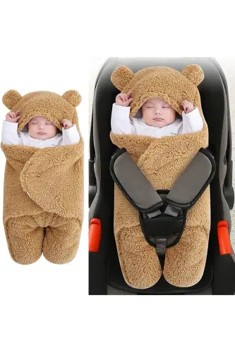 0 - 12 Months Earflap Welsoft Outer Swaddle Baby Blanket - 5