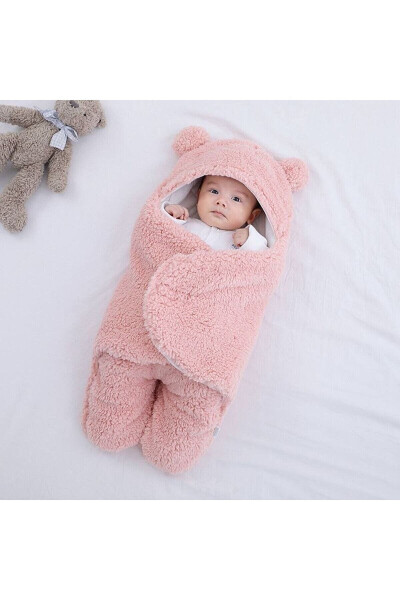 0-12 Months Thick Fleece Baby Swaddle Blanket, Hospital Discharge, Sleeping Bag - 4