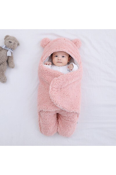 0-12 Months Thick Fleece Baby Swaddle Blanket, Hospital Discharge, Sleeping Bag - 1