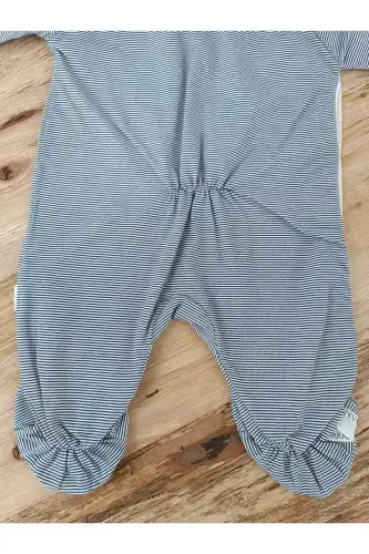 0-3 3-6 Months Baby Boy Romper with Bow Tie Stripe Pattern and Snap Closure - GENEL MARKALAR (1)