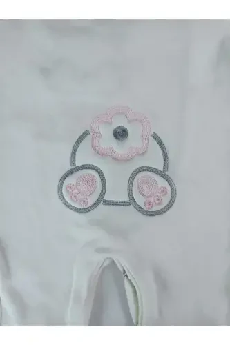 0-3 3-6 Months Tiny Rabbit Embroidered Snap-Front Sleepsuit - 7