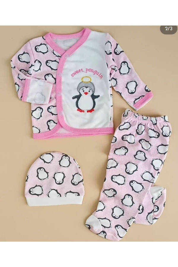 0-3 Months Baby Sets, Baby Onesie, Footed Pants, Hat 3-Piece Set, Girl Baby Sets - 1