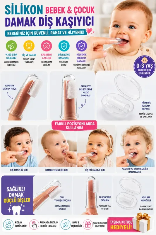 0-3 Years Old Silicone Baby Palate Teether Child Finger Toothbrush - 3