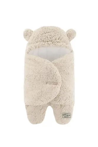0-4 Ay Bebek Dış Kundak Uyku Tulumu Kıvırcık Wellsoft Peluş Bej - bej 