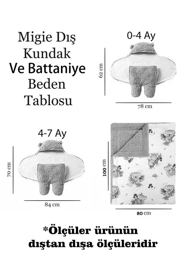 0-4 Ay Bebek Dış Kundak Uyku Tulumu Kıvırcık Wellsoft Peluş Bej - 3