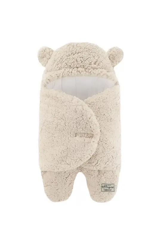 0-4 Ay Bebek Dış Kundak Uyku Tulumu Kıvırcık Wellsoft Peluş Bej - bej - 1