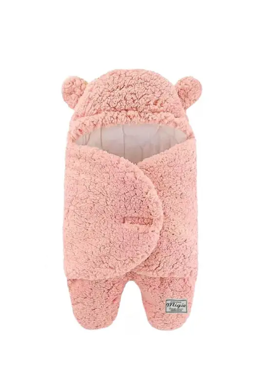 0-4 Ay Bebek Dış Kundak Uyku Tulumu Kıvırcık Wellsoft Peluş Pembe - 1Pembe - 4