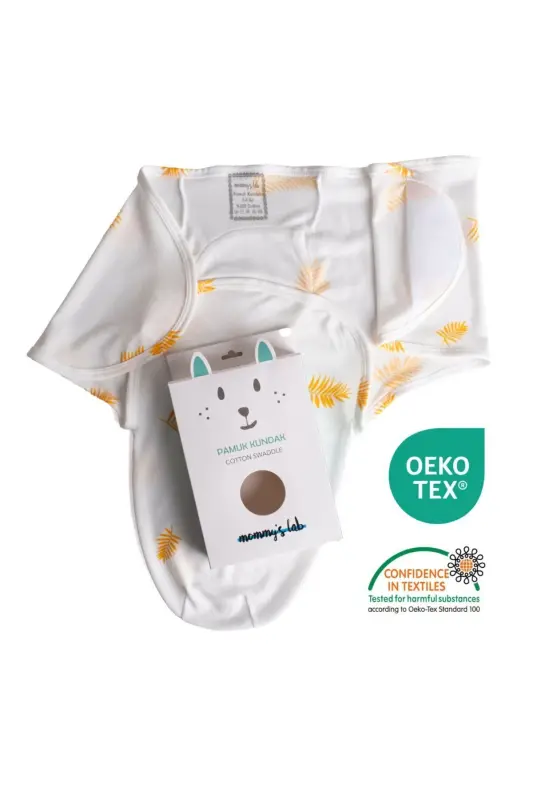 0 - 4 Ay Desenli Renkli Cırtlı Yeni Sezon Pamuk Kundak %100 Pamuk (OEKO TEX CIF BELGELİ)-ALTIN YAPRAK - 2