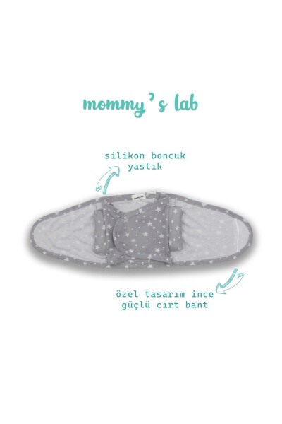 0-4 Ay Yeni Sezon Desenli Renkli % 100 Pamuk Hazır Yarım Kuşak Kundak Kemer (OEKO TEX CIF BELGELİ)-GRİ YILDIZ - 22