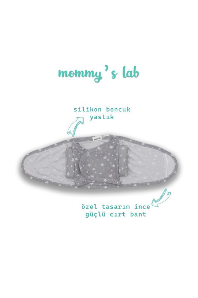 0-4 Ay Yeni Sezon Desenli Renkli % 100 Pamuk Hazır Yarım Kuşak Kundak Kemer (OEKO TEX CIF BELGELİ)-GRİ YILDIZ - 14