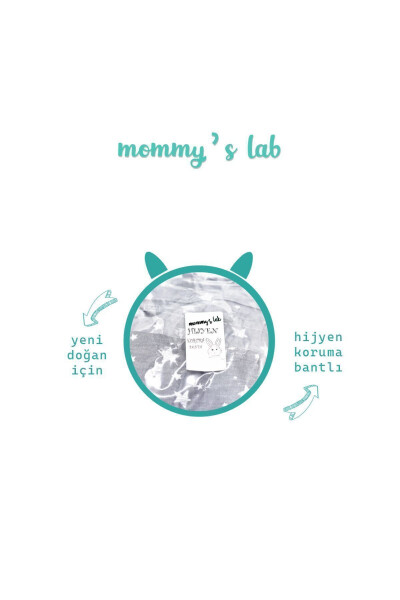 0-4 Ay Yeni Sezon Desenli Renkli % 100 Pamuk Hazır Yarım Kuşak Kundak Kemer (OEKO TEX CIF BELGELİ)-GRİ YILDIZ - 16