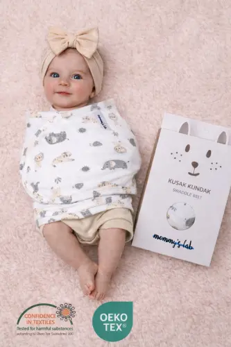 0-4 Ay Yeni Sezon Desenli Renkli % 100 Pamuk Hazır Yarım Kuşak Kundak Kemer (OEKO TEX CIF BELGELİ)-Hayvan Desen - 1