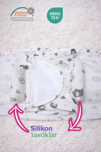 0-4 Ay Yeni Sezon Desenli Renkli % 100 Pamuk Hazır Yarım Kuşak Kundak Kemer (OEKO TEX CIF BELGELİ)-Hayvan Desen - 5