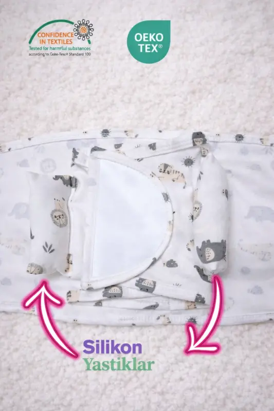 0-4 Ay Yeni Sezon Desenli Renkli % 100 Pamuk Hazır Yarım Kuşak Kundak Kemer (OEKO TEX CIF BELGELİ)-Hayvan Desen - 5