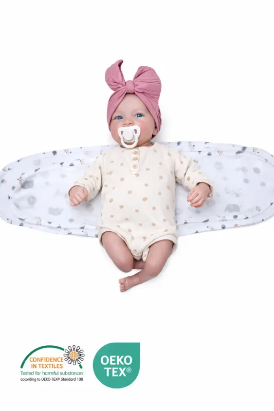 0-4 Ay Yeni Sezon Desenli Renkli % 100 Pamuk Hazır Yarım Kuşak Kundak Kemer (OEKO TEX CIF BELGELİ)-Hayvan Desen - 7