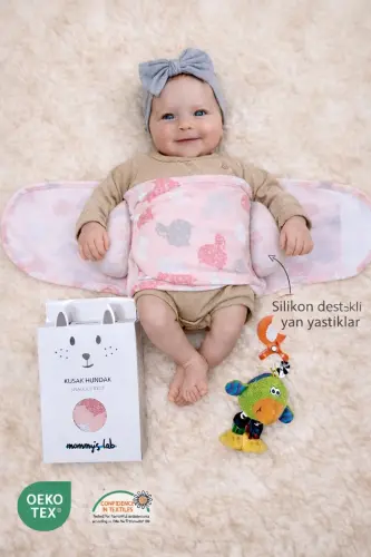 0-4 Ay Yeni Sezon Desenli Renkli % 100 Pamuk Hazır Yarım Kuşak Kundak Kemer (OEKO TEX CIF BELGELİ) - Kedi Desen Kız 
