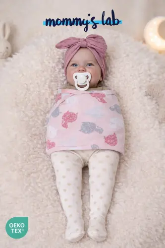 0-4 Ay Yeni Sezon Desenli Renkli % 100 Pamuk Hazır Yarım Kuşak Kundak Kemer (OEKO TEX CIF BELGELİ)-Kedi Desen Kız - 3