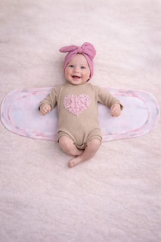 0-4 Ay Yeni Sezon Desenli Renkli % 100 Pamuk Hazır Yarım Kuşak Kundak Kemer (OEKO TEX CIF BELGELİ)-Kedi Desen Kız - 4