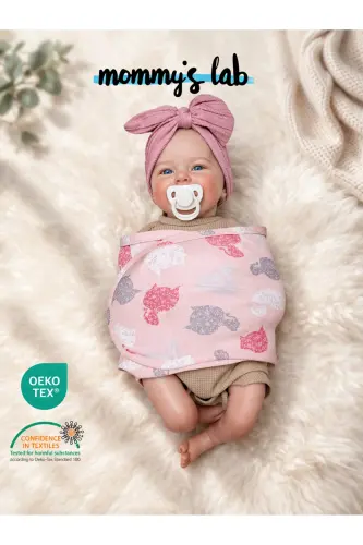 0-4 Ay Yeni Sezon Desenli Renkli % 100 Pamuk Hazır Yarım Kuşak Kundak Kemer (OEKO TEX CIF BELGELİ)-Kedi Desen Kız - 6