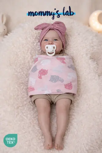 0-4 Ay Yeni Sezon Desenli Renkli % 100 Pamuk Hazır Yarım Kuşak Kundak Kemer (OEKO TEX CIF BELGELİ)-Kedi Desen Kız - 8