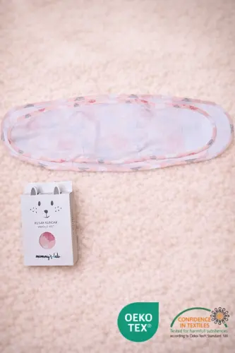 0-4 Ay Yeni Sezon Desenli Renkli % 100 Pamuk Hazır Yarım Kuşak Kundak Kemer (OEKO TEX CIF BELGELİ)-Kedi Desen Kız - MOMMYSLAB (1)