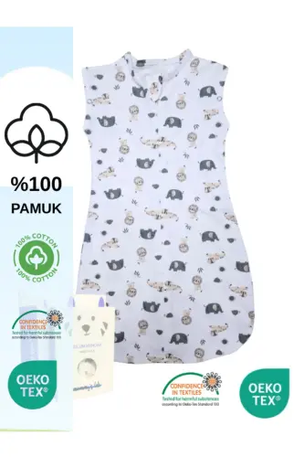 0-4 Ay Yeni Sezon Desenli Renkli Çıtçıtlı Fermuarlı Tulum Kundak % 100 PAMUK (OEKO TEX CIF BELGELİ)-Bej 