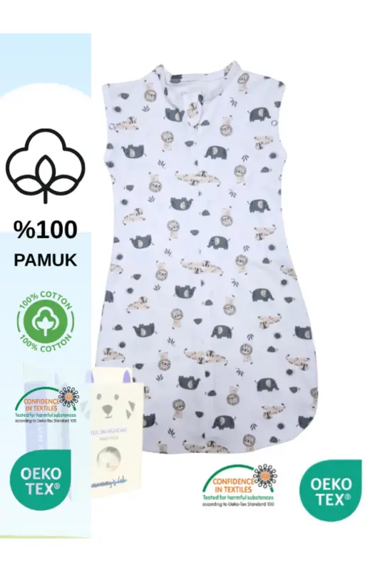 0-4 Ay Yeni Sezon Desenli Renkli Çıtçıtlı Fermuarlı Tulum Kundak % 100 PAMUK (OEKO TEX CIF BELGELİ)-Bej - MOMMYSLAB