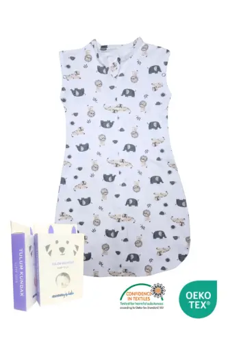 0-4 Ay Yeni Sezon Desenli Renkli Çıtçıtlı Fermuarlı Tulum Kundak % 100 PAMUK (OEKO TEX CIF BELGELİ)-Bej - 4