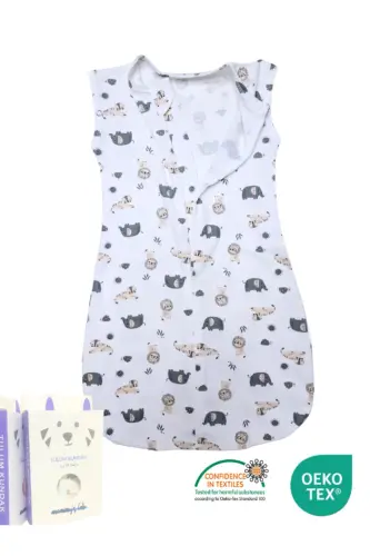 0-4 Ay Yeni Sezon Desenli Renkli Çıtçıtlı Fermuarlı Tulum Kundak % 100 PAMUK (OEKO TEX CIF BELGELİ)-Bej - 3