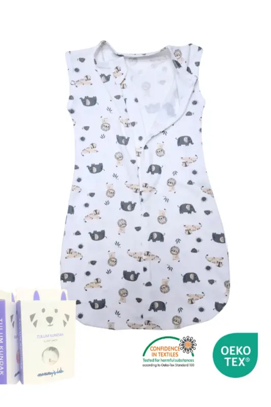 0-4 Ay Yeni Sezon Desenli Renkli Çıtçıtlı Fermuarlı Tulum Kundak % 100 PAMUK (OEKO TEX CIF BELGELİ)-Bej - 3