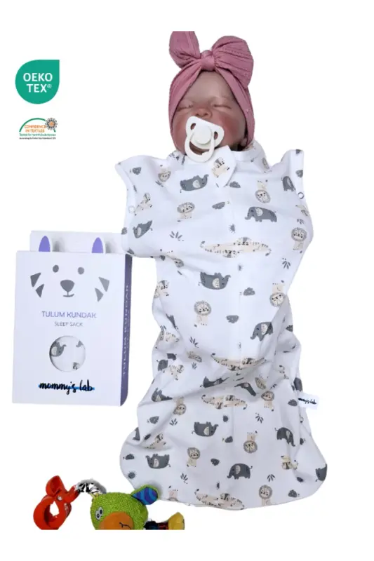 0-4 Ay Yeni Sezon Desenli Renkli Çıtçıtlı Fermuarlı Tulum Kundak % 100 PAMUK (OEKO TEX CIF BELGELİ)-Bej - 7