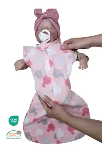 0-4 Ay Yeni Sezon Desenli Renkli Çıtçıtlı Fermuarlı Tulum Kundak % 100 PAMUK (OEKO TEX CIF BELGELİ)-Kedicik Mimi - 4