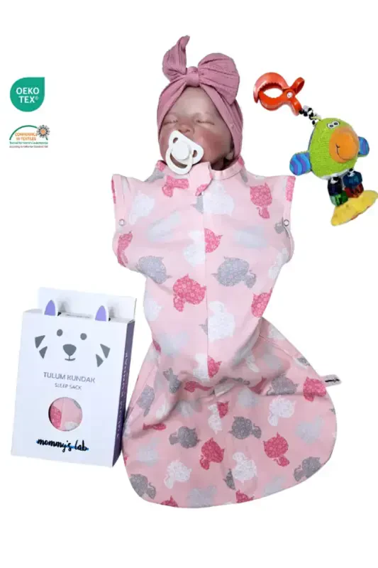 0-4 Ay Yeni Sezon Desenli Renkli Çıtçıtlı Fermuarlı Tulum Kundak % 100 PAMUK (OEKO TEX CIF BELGELİ)-Kedicik Mimi - 6