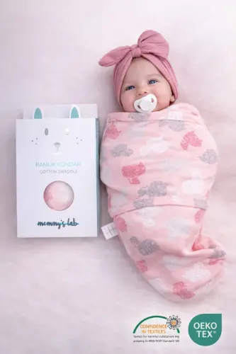 0 - 4 Ay Yeni Sezon Renkli Desenli Cırtlı Bebek Pamuk Kundak %100 Pamuk (OEKO TEX VE CIT BELGELİ) - Pembe - 6