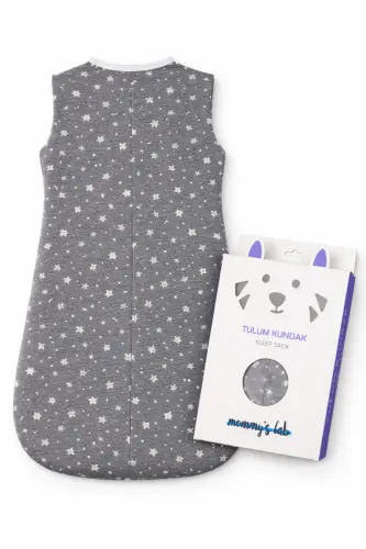 0-4 Month New Season Patterned Snap & Zipper 100% Cotton Jumpsuit Swaddle Grey Star - Tog1.0 Sleep Sack - MOMMYSLAB (1)