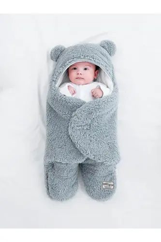 0-4 Months Baby Outdoor Swaddle Sleepsuit Curly Wellsoft Plush Indigo - 4