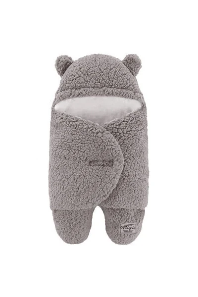0-4 Months Baby Sleeping Bag with Curly Wellsoft Plush Grey - MIGIE