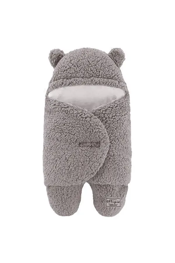 0-4 Months Baby Sleeping Bag with Curly Wellsoft Plush Grey - 1