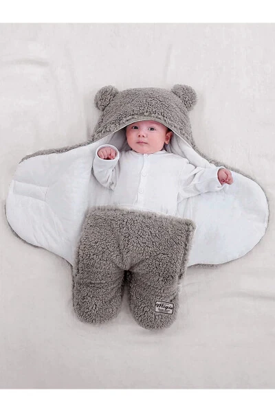 0-4 Months Baby Sleeping Bag with Curly Wellsoft Plush Grey - MIGIE (1)